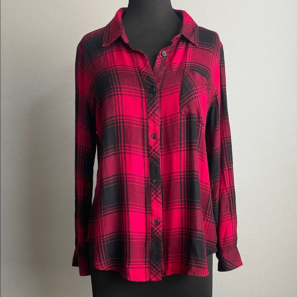 Workshop Republic Clothing Wine and Black Color Plaid Button-Down Shirt